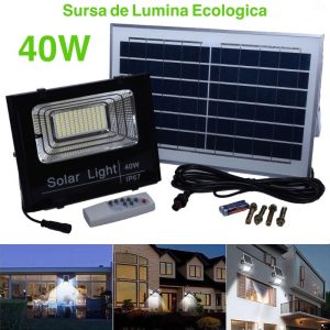 Proiector 40W cu Panou Solar și Telecomanda