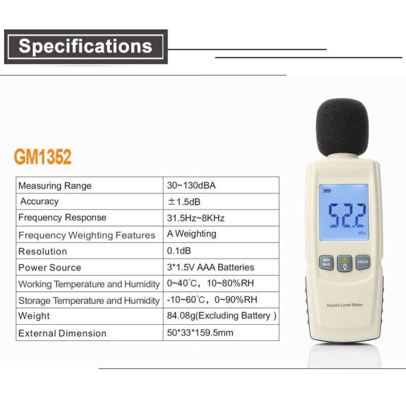 Aparat de Masurat Nivelul Sunetului Decibelmetru Benetech RO1352 - imagine 2