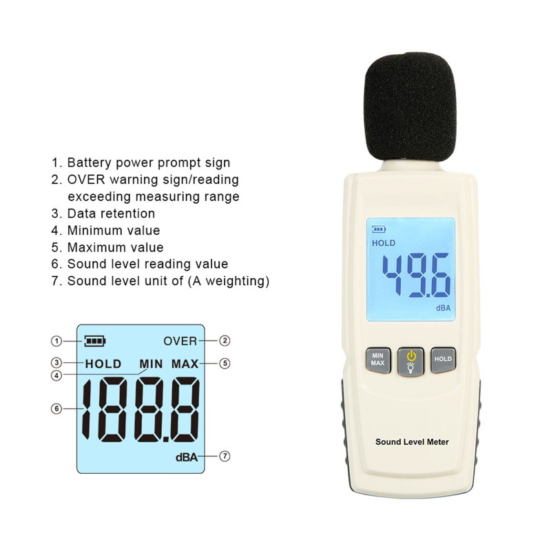 Aparat de Masurat Nivelul Sunetului Decibelmetru Benetech RO1352 - imagine 4