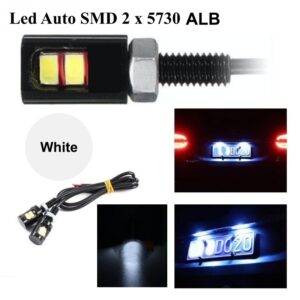 Bec Led Auto 12mm 12V ALB cu Fir Set 2 bucati