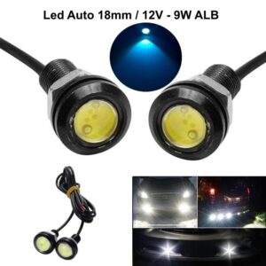 Led Auto cu Lupa 18mm 12V 9W Lumina Alb Rece