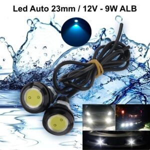 Led Auto cu Lupa 23mm 12V 9W Lumina Alb Rece