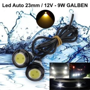 Led Auto cu Lupa 23mm Galben 12V 9W